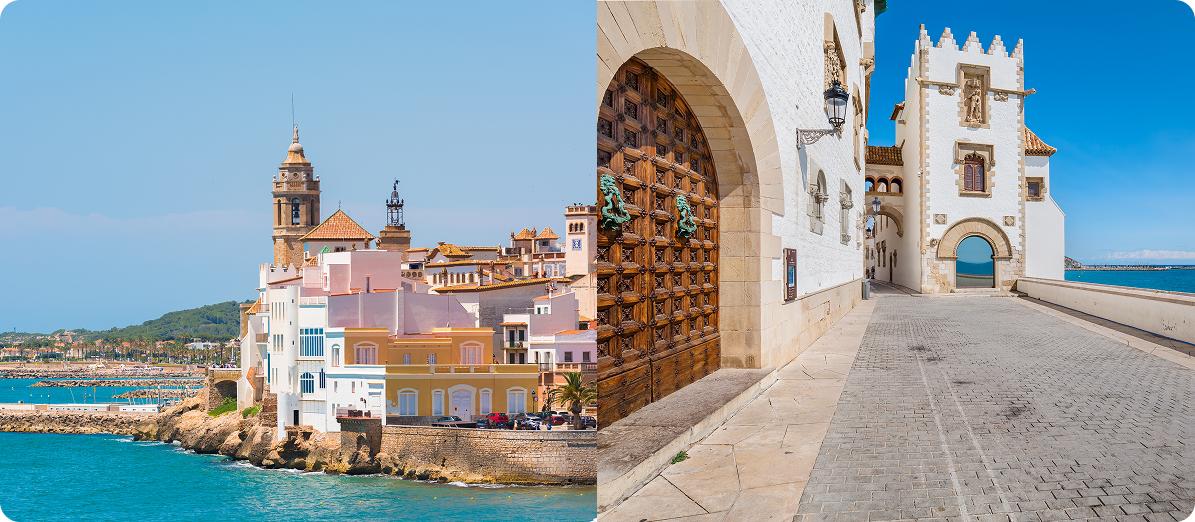 Collage de dos fotos de Sitges